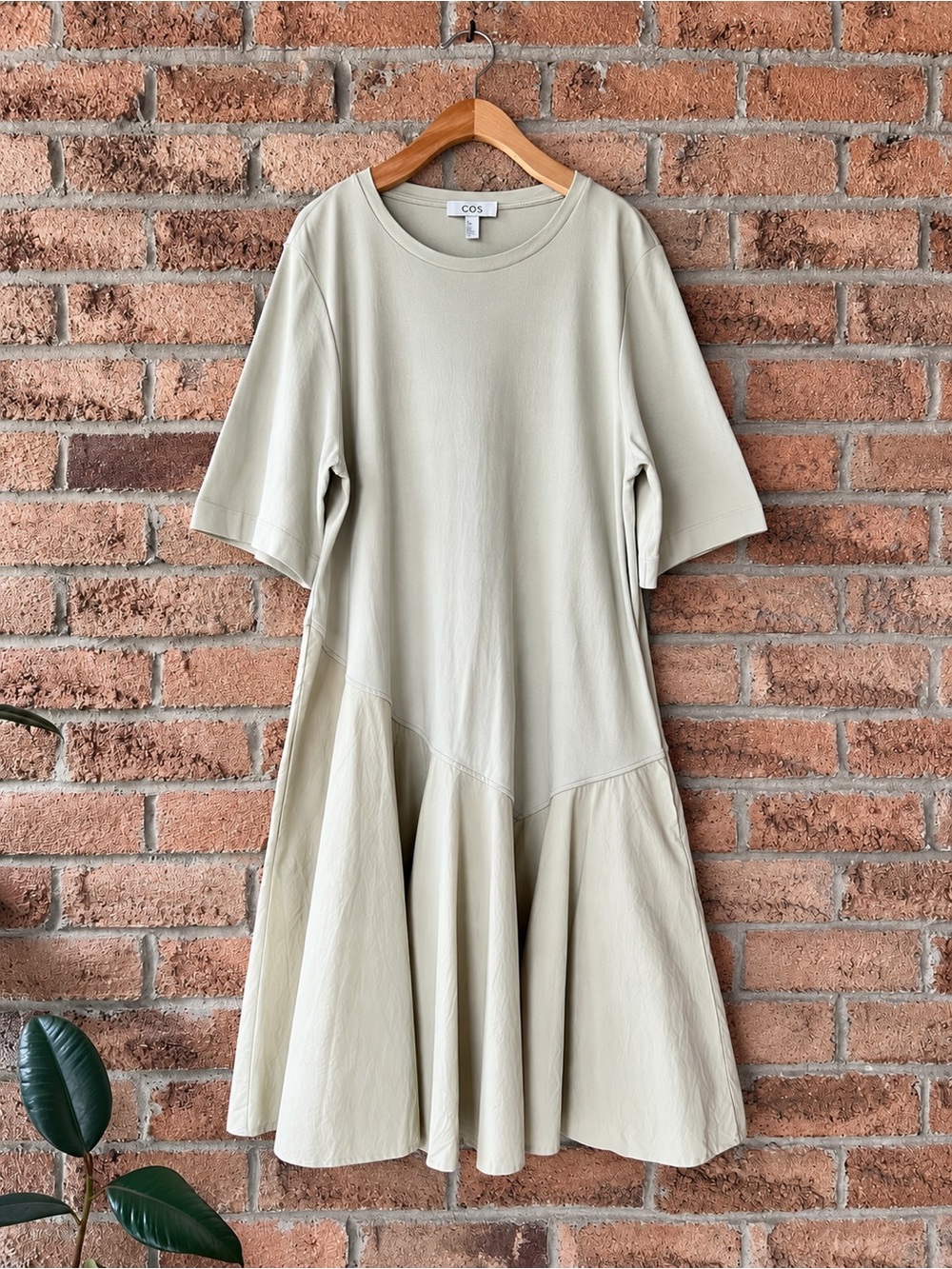 COS Asymmetric Cotton Poplin T-Shirt Dress | Mixed Media A-Line |
